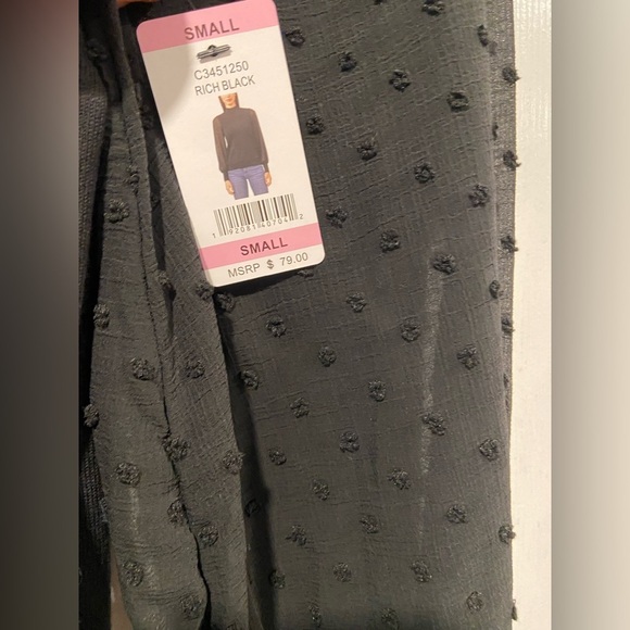 NWT Vince Camuto Size S Black Swiss Dot Long Sleeve Mock Neck Knit Sweater - Picture 6 of 14